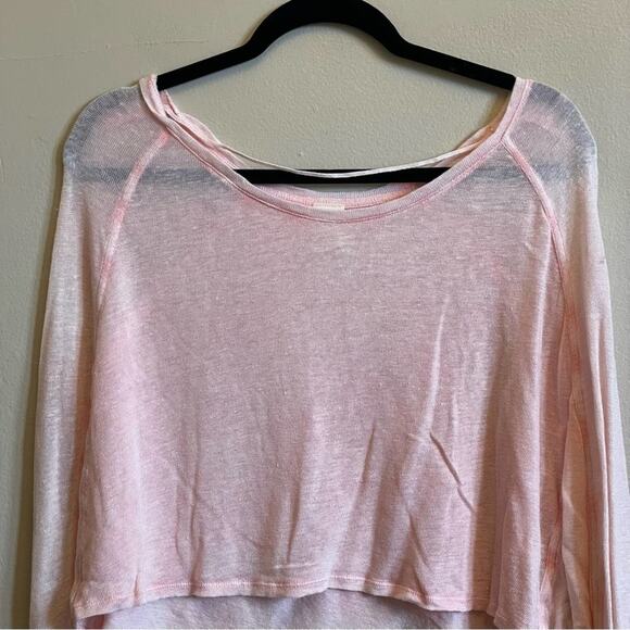 We the Free XS sheer long sleeve crop top grunge mid rif pink - Picture 2 of 7